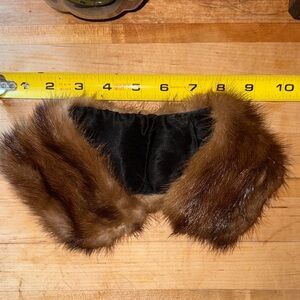 Vintage mink collar, youth size, single hook, and eye closure